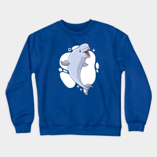 Cute Beluga Whale Illustration Crewneck Sweatshirt